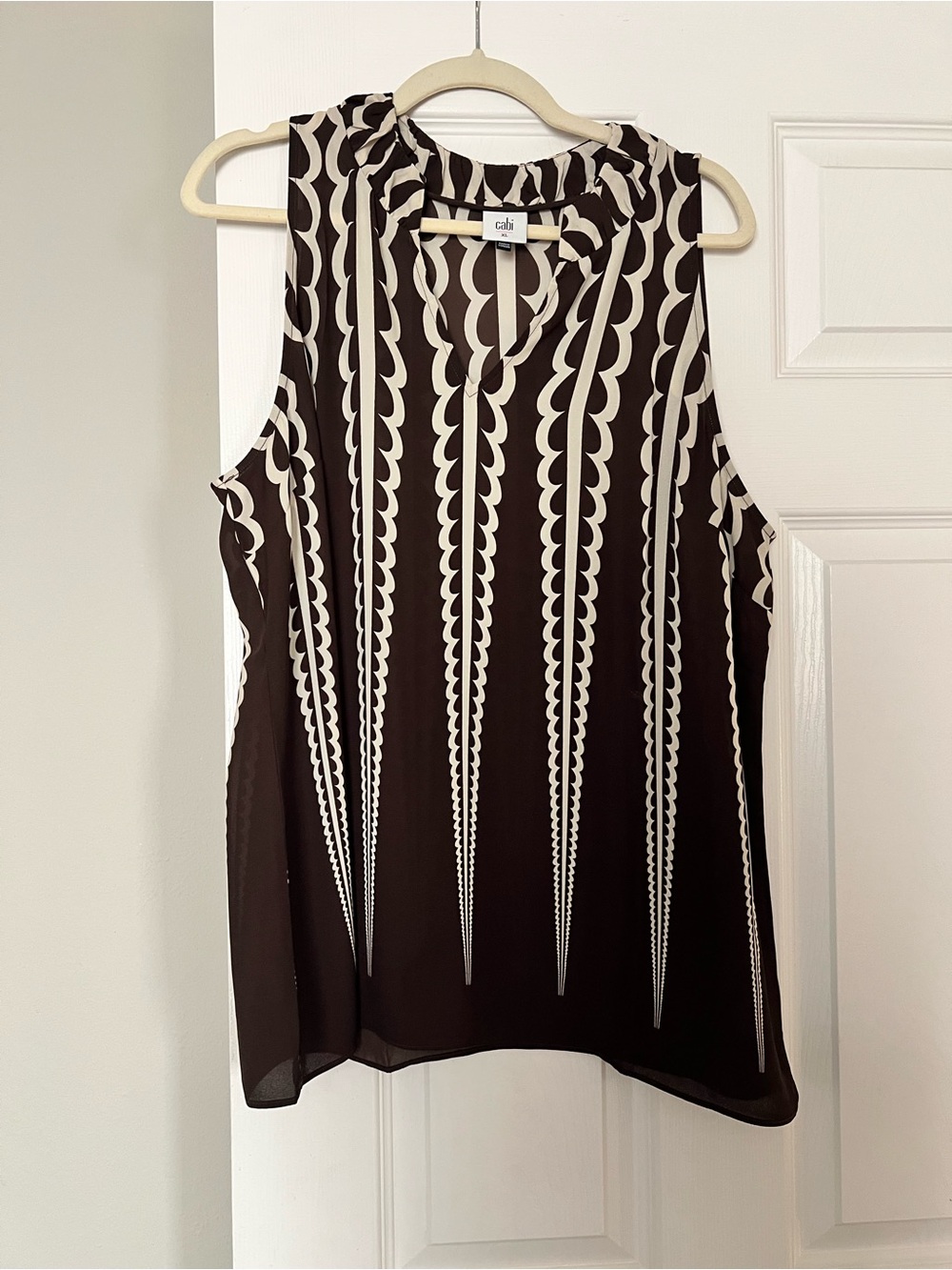 CAbi Deco Top in Chocolate Brown and Cream - Picture 2 of 3